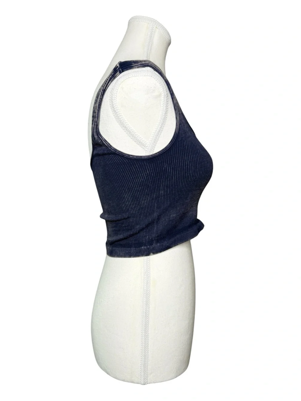 FREE PEOPLE MOVEMENT Navy Blue Ribbed Seamless Square Neck Crop Tank Top M/L